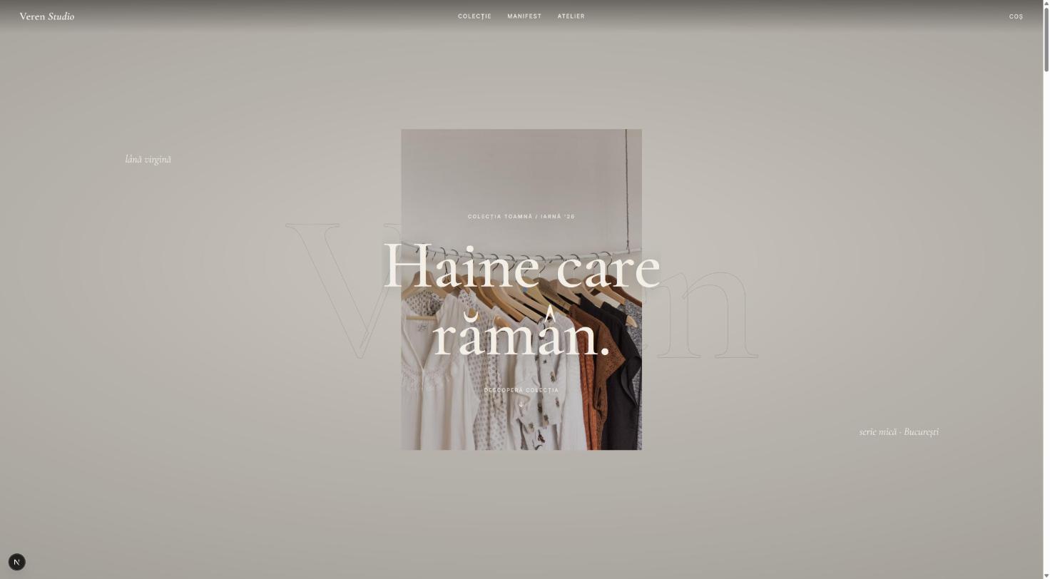Concept Veren Studio: haine pe umerașe și titlul „Haine care rămân”